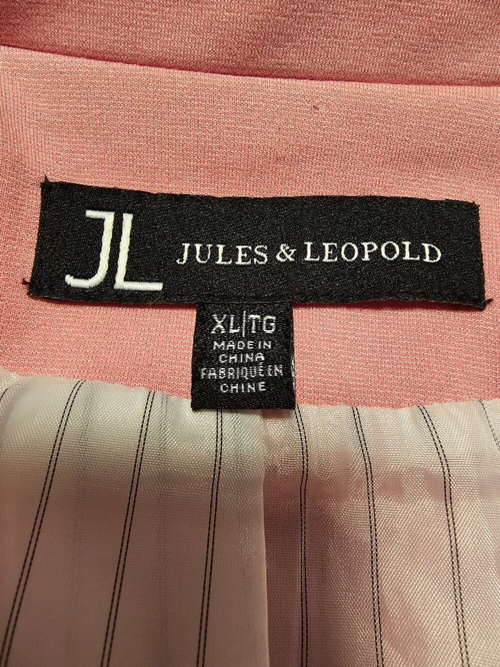 Jules & Leopold Blazer Womens XL Pink Double Breasted Ponte Knit Crest Buttons